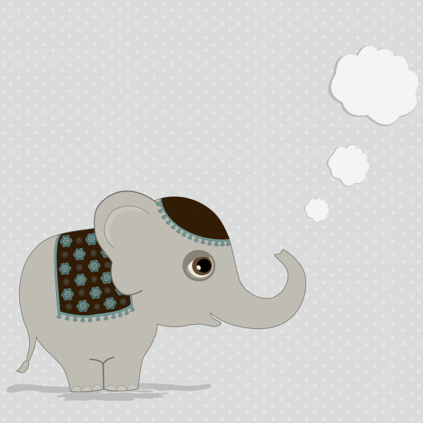 可爱的印度象与思想泡泡素材图片