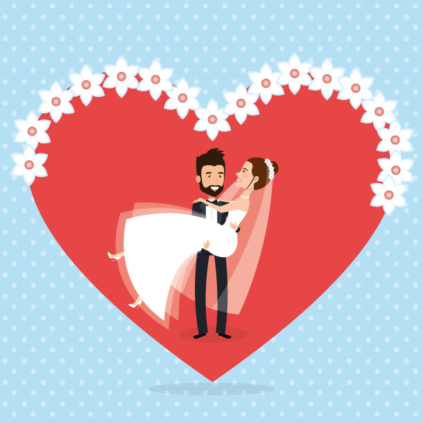 新婚夫妇心中的浪漫画面图片下载