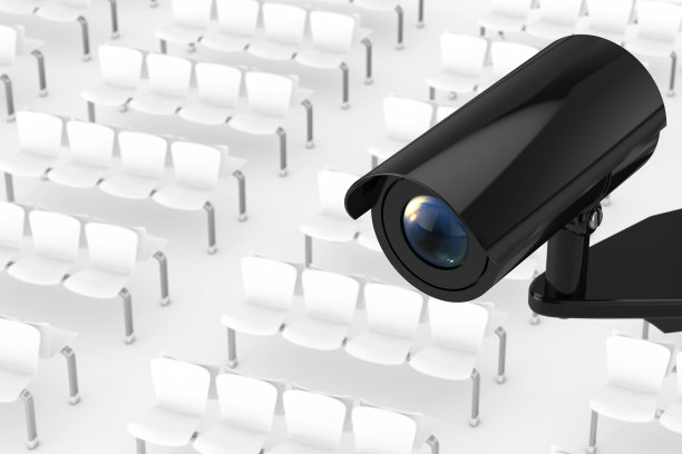 机场，巴士或火车站的安全摄像系统。3d渲染图片下载
