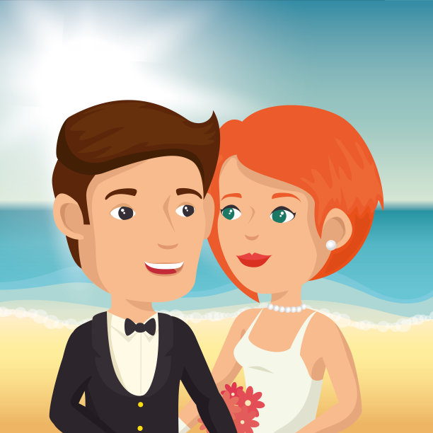 新婚夫妇在海滩上图片下载