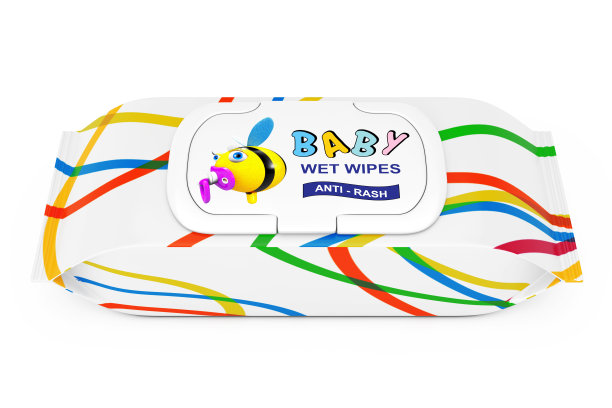 婴儿湿巾包装。3d渲染图片下载