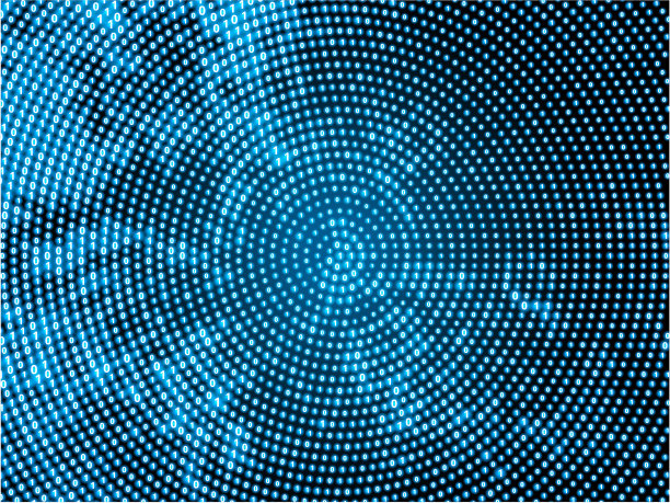 二进制零和一个圆形模式蓝色矢量背景图片下载