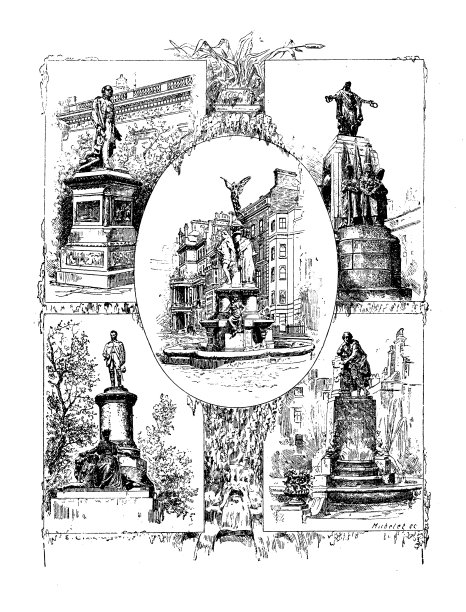 英格兰、苏格兰和爱尔兰的古董插画：伦敦雕像图片下载