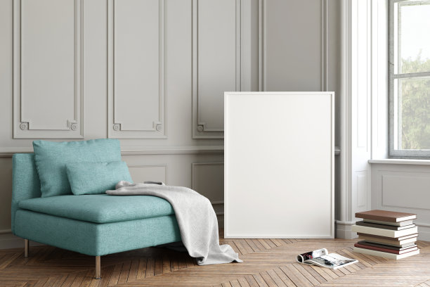 粉彩沙发与画框模板图片下载