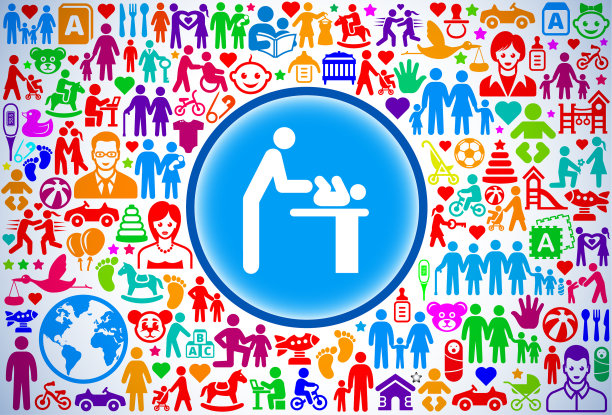 父母改变婴儿家庭和父母向量图标模式图片下载