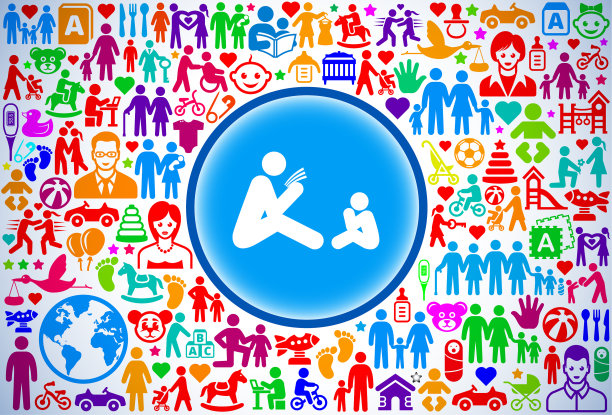 父母阅读儿童家庭和父母向量图标模式图片下载