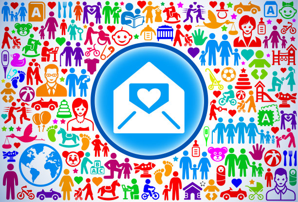 情书家庭和父母矢量图标模式图片下载