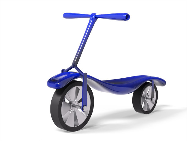 踢滑板车孤立的3d渲染图片下载