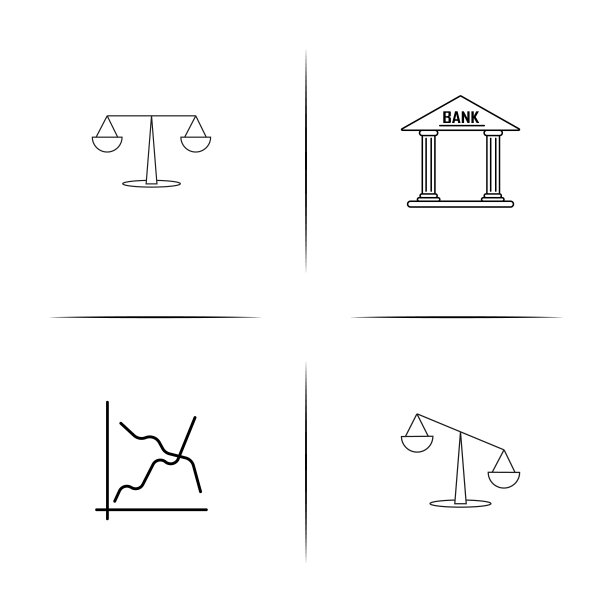 银行，金融和金钱简单的线性图标集。概述了矢量图标图片下载