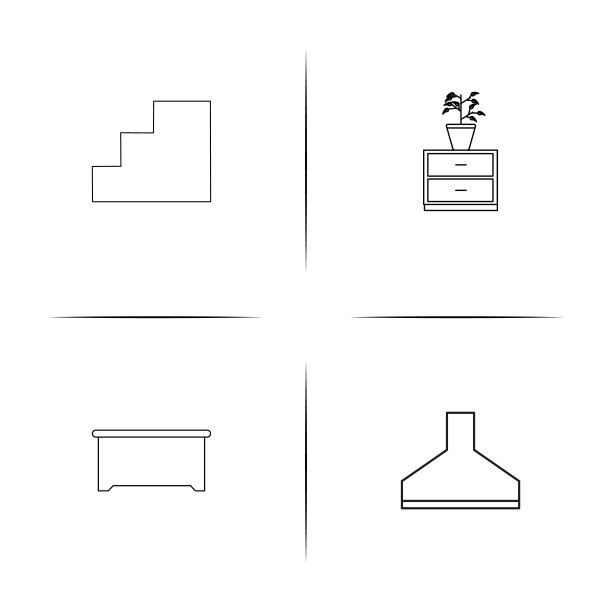 家具简单线性图标集。概述了矢量图标图片下载