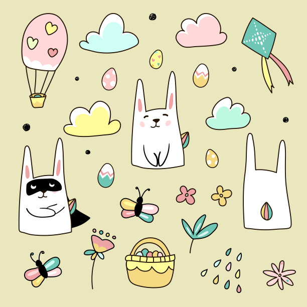 以复活节白兔为设计元素。图片下载