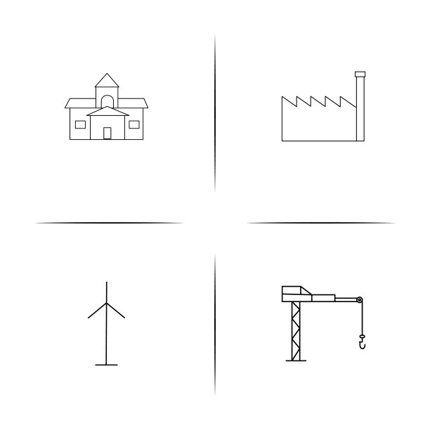 行业简单的线性图标集。概述了矢量图标图片下载