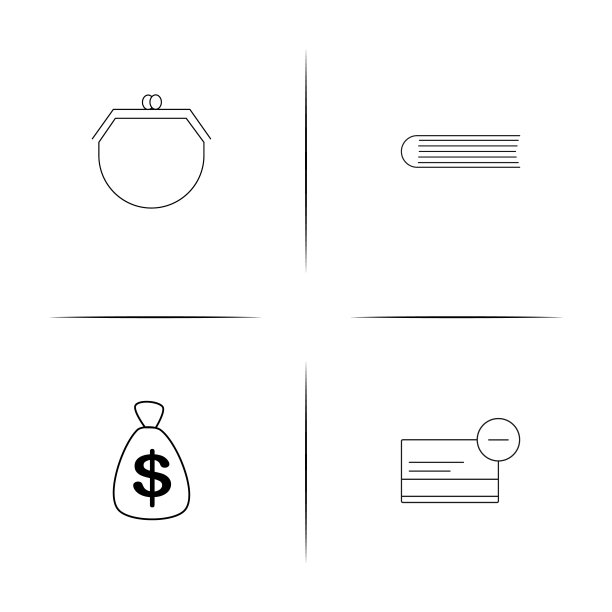 银行，金融和金钱简单的线性图标集。概述了矢量图标图片下载