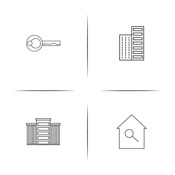 建筑施工线性图标集矢量图图片下载