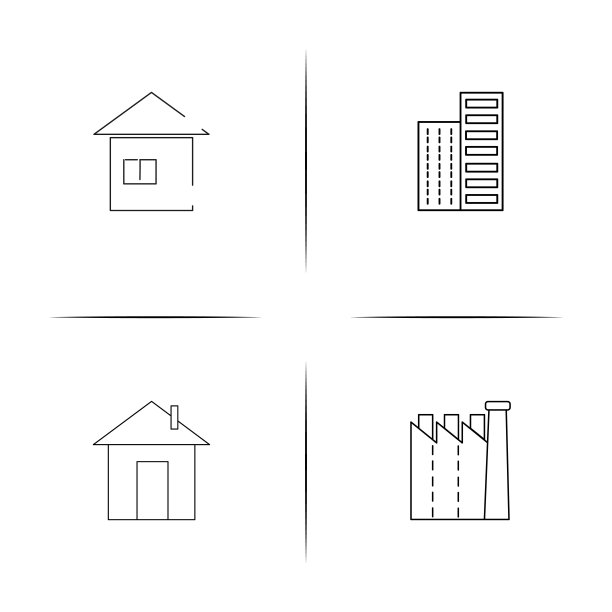 建筑施工线性图标集矢量图图片下载