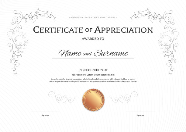 豪华证书模板与优雅的边框，毕业文凭设计或完成图片下载
