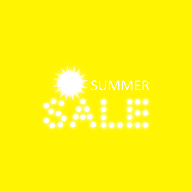 超级夏季销售旗帜与太阳在黄色的背景。商业季节性购物概念，向量图片下载