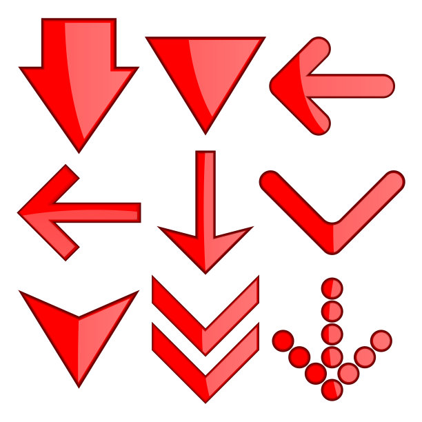 红色箭头。向下，向左图片下载