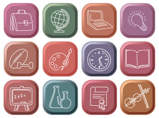 带有学校符号的按钮图片下载