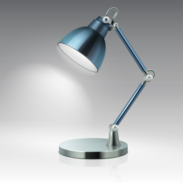 现代办公室桌子金属灯矢量插图孤立在白色背景图片下载