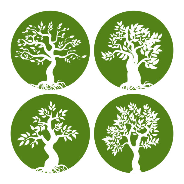 绿树剪影图标集素材图片