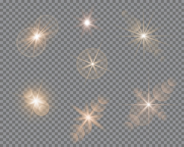 矢量组眩光照明，闪烁镜头耀斑图片下载