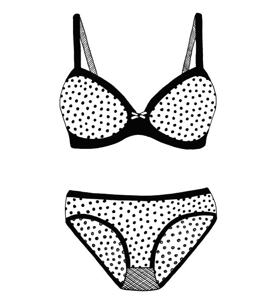 素描的内衣。胸罩和内裤。矢量图图片下载