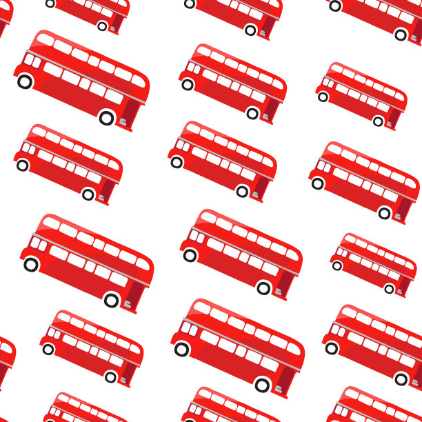 伦敦的公共汽车。无缝模式。红色双层巴士的插图。图片下载