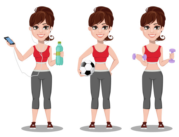 穿着运动服的漂亮女人。图片下载