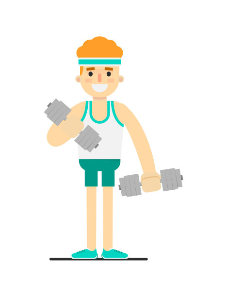 运动男孩用哑铃做运动图片下载