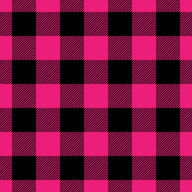 粉红色和黑色的伐木工格子图案。无缝的矢量模式。简单的复古纺织品设计图片下载