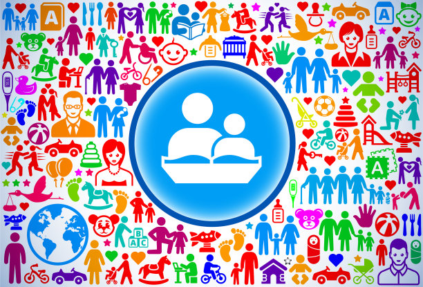 阅读儿童家庭和父母矢量图标模式图片下载