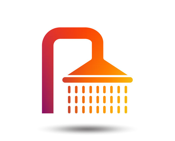 淋浴标志图标。灌洗用水滴符号。图片下载