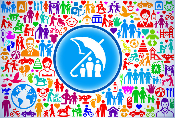 家庭保险家庭和父母矢量图标模式图片下载