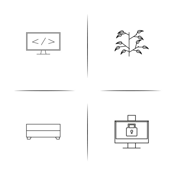 家具简单线性图标集。概述了矢量图标图片下载