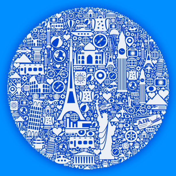 蓝色旅行轮格局图片下载