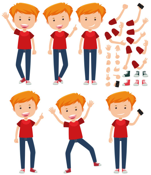 白色背景上有不同手臂的男人图片下载