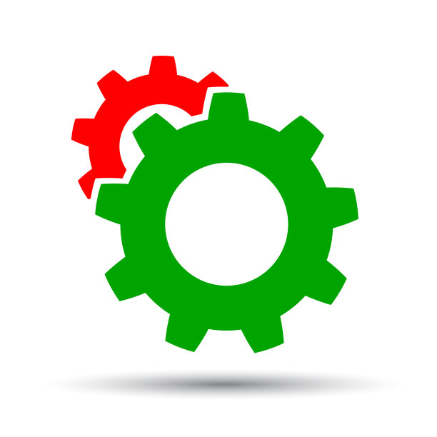 两个齿轮图标机制-矢量图片下载