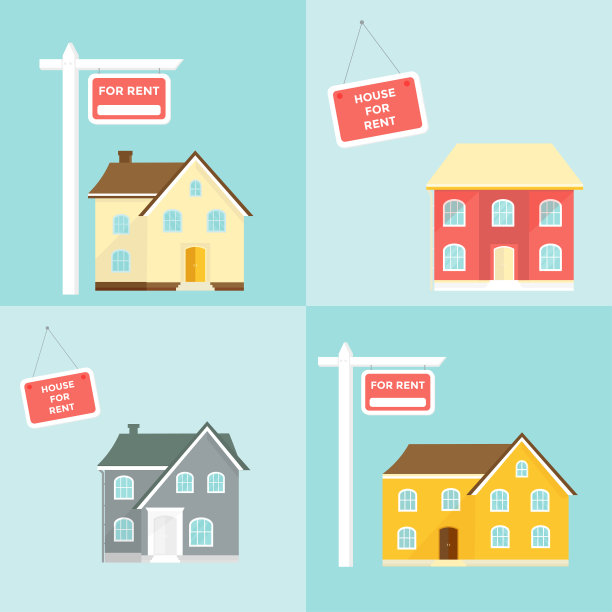 销售横幅，广告屋，有树的小屋。图片下载