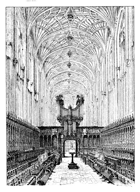 英格兰，苏格兰和爱尔兰的古董插图:国王学院教堂，剑桥图片下载