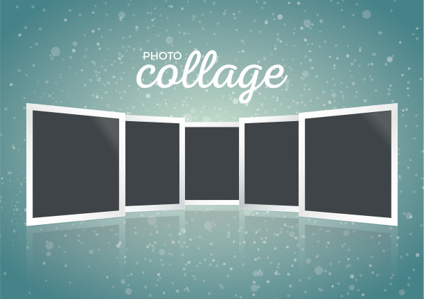 冬季圣诞照片拼贴雪的背景，模板图片下载