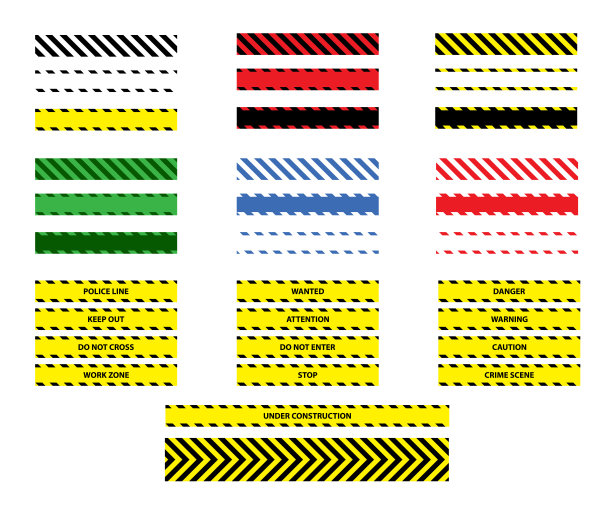 警告，警告，危险，注意，警戒线tap - vector插图。图片下载