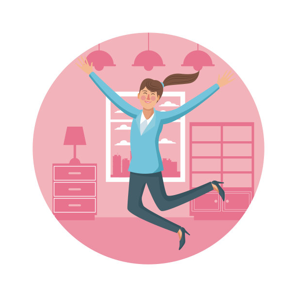 快乐的商业女性在家图片下载