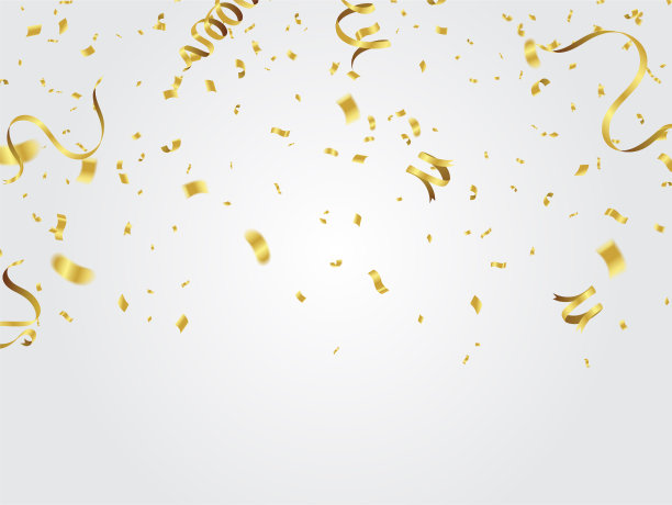 金色五彩纸屑庆祝背景图片下载