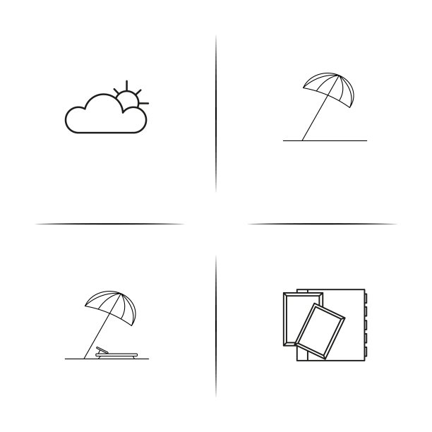 旅行简单的线性图标集。概述了矢量图标图片下载