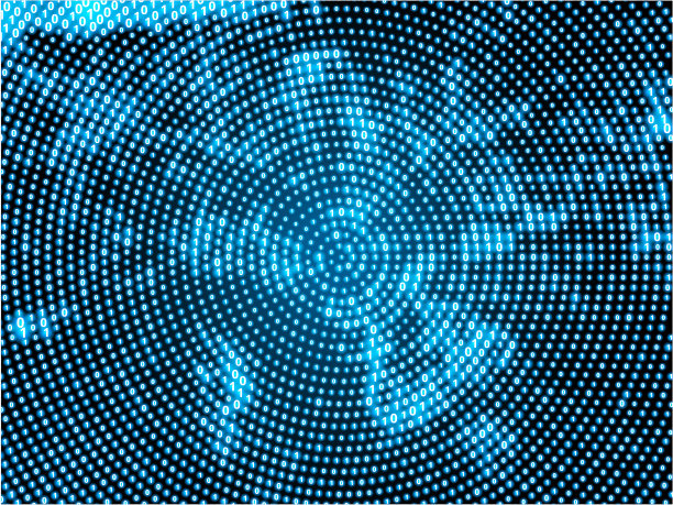 二进制零和一个圆形模式蓝色矢量背景图片下载