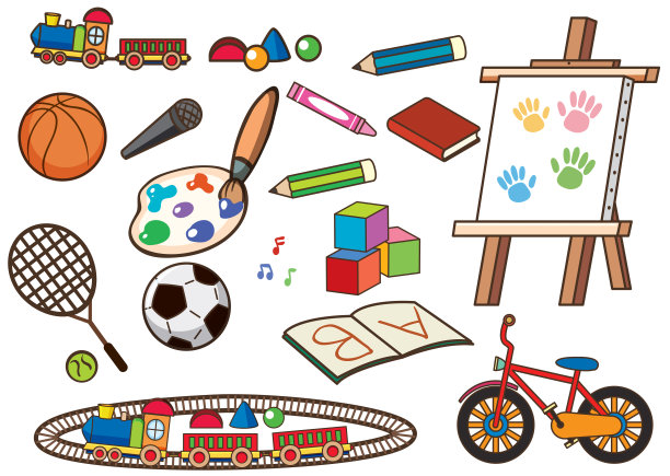 不同的学校用品和运动器材图片下载