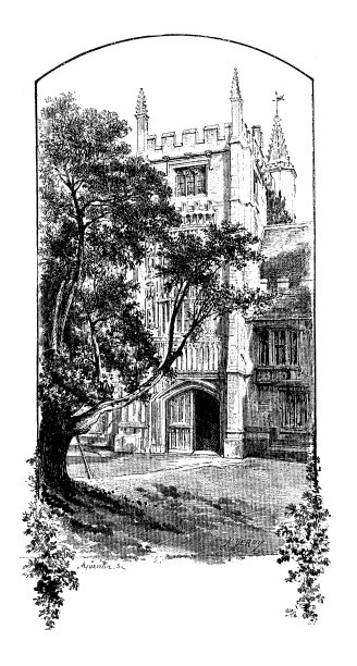 英格兰、苏格兰和爱尔兰的古董插图:牛津大学麦格达伦学院图片下载