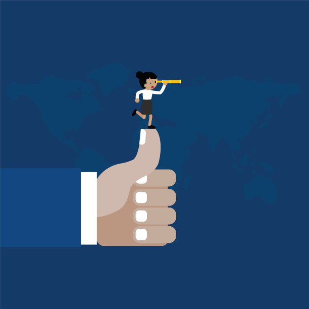 女商人拿着望远镜竖起大拇指图片下载