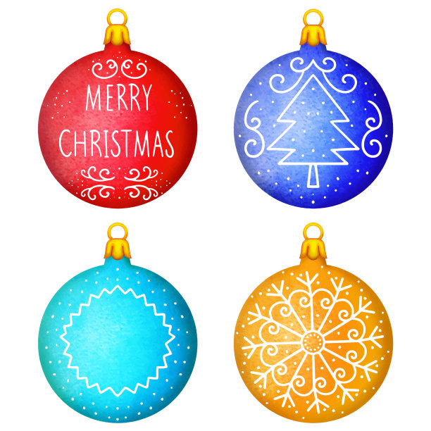水彩圣诞球图片下载